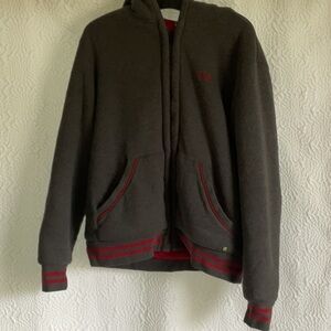 Hugo Boss Red and Gray Zip Up hoodie Sherpa lined